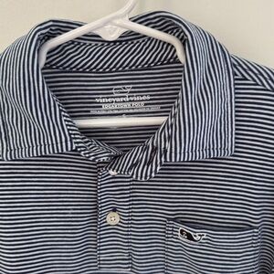 Vineyard Vines boys navy & white striped polo shirt, size small